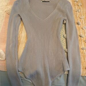 Abercrombie & Fitch Light Blue Ribbed Bodysuit